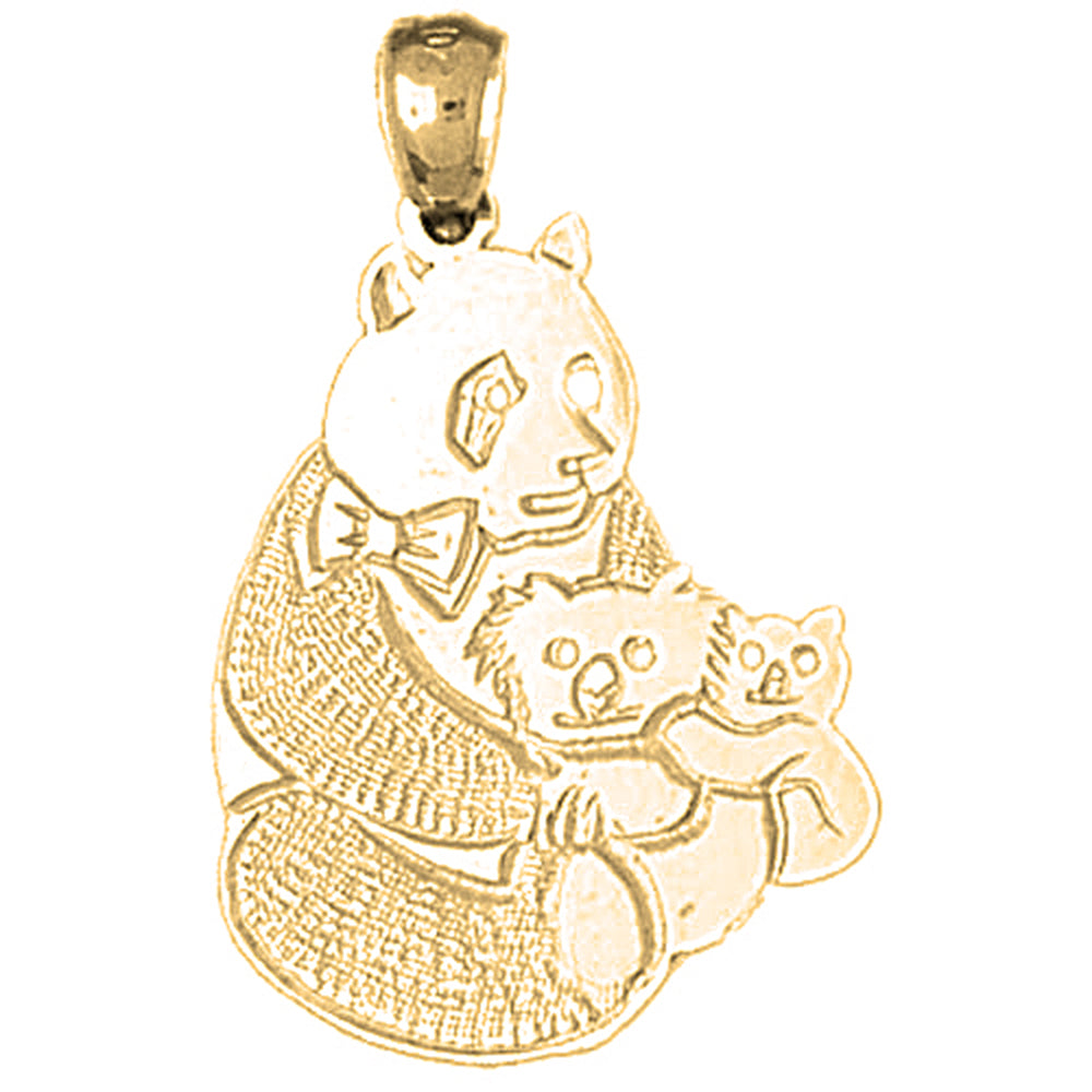 Yellow Gold-plated Silver Panda Bear Pendant