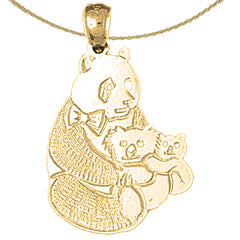Sterling Silver Panda Bear Pendant (Rhodium or Yellow Gold-plated)