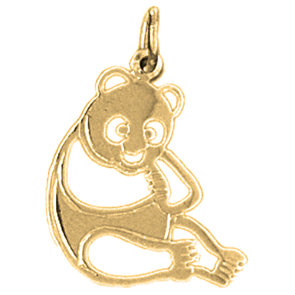 Yellow Gold-plated Silver Panda Bear Pendant