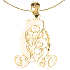 Sterling Silver Bear With Cub Pendant (Rhodium or Yellow Gold-plated)