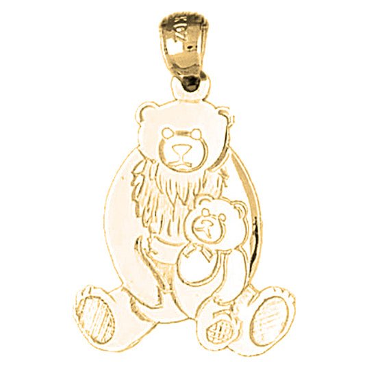 Yellow Gold-plated Silver Bear With Cub Pendant