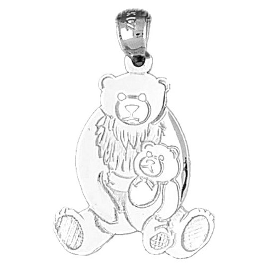 Sterling Silver Bear With Cub Pendant
