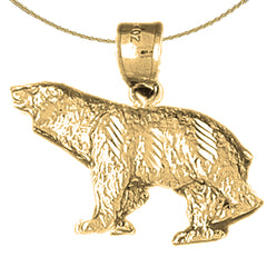 Sterling Silver Brown Bear Pendant (Rhodium or Yellow Gold-plated)