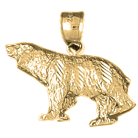 Yellow Gold-plated Silver Brown Bear Pendant