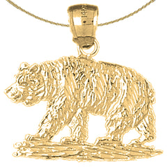 Colgante de oso pardo de plata de ley (bañado en rodio o oro amarillo)