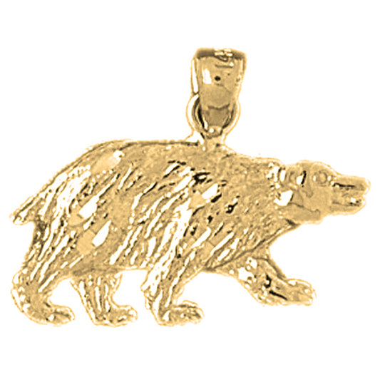 Yellow Gold-plated Silver Brown Bear Pendant