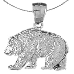 Sterling Silver Grizzley Bear Pendant (Rhodium or Yellow Gold-plated)