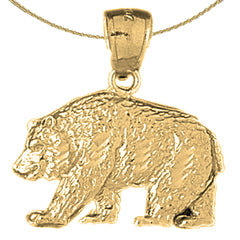 Sterling Silver Grizzley Bear Pendant (Rhodium or Yellow Gold-plated)