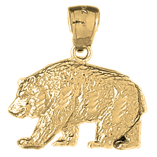 Yellow Gold-plated Silver Grizzley Bear Pendant