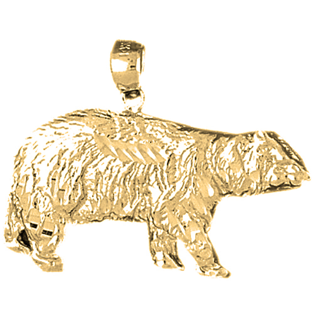 Yellow Gold-plated Silver Grizzley Bear Pendant