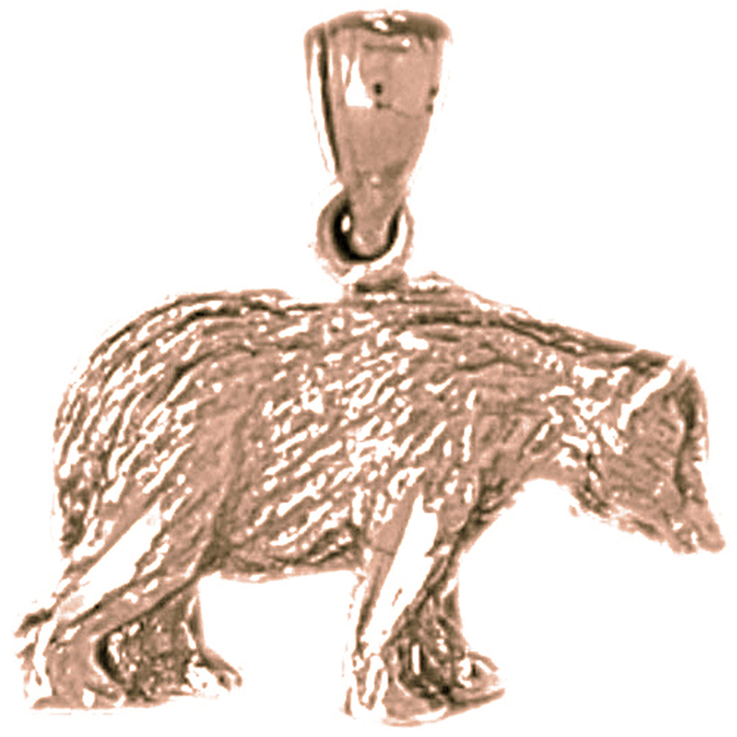 10K, 14K or 18K Gold 3D Grizzly Bear Pendant