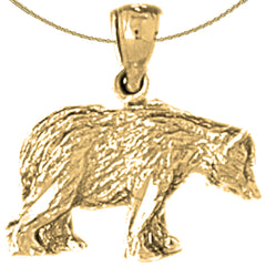 Sterling Silver 3D Grizzley Bear Pendant (Rhodium or Yellow Gold-plated)