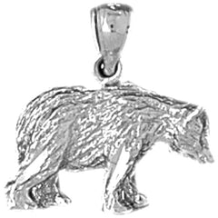 Sterling Silver 3D Grizzley Bear Pendant