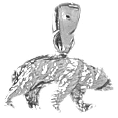 Sterling Silver 3D Grizzley Bear Pendant