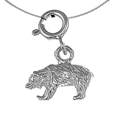 Sterling Silver Bear Pendant (Rhodium or Yellow Gold-plated)
