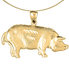 Sterling Silver Pig Pendant (Rhodium or Yellow Gold-plated)
