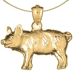 Sterling Silber Schwein Anhänger (Rhodiniert oder Gelbgold plattiert)