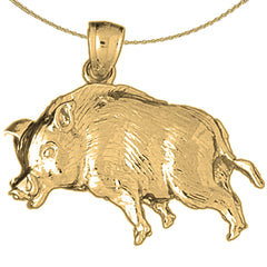 Sterling Silver Boar Pendant (Rhodium or Yellow Gold-plated)