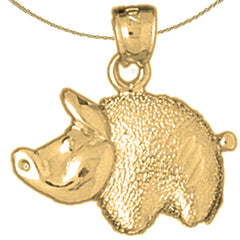 Sterling Silver Pig Pendant (Rhodium or Yellow Gold-plated)