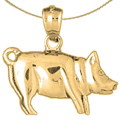 Colgante de cerdo de plata de ley (bañado en rodio o oro amarillo)