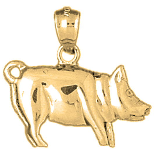 10K, 14K or 18K Gold Pig Pendant