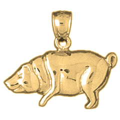Yellow Gold-plated Silver Pig Pendant