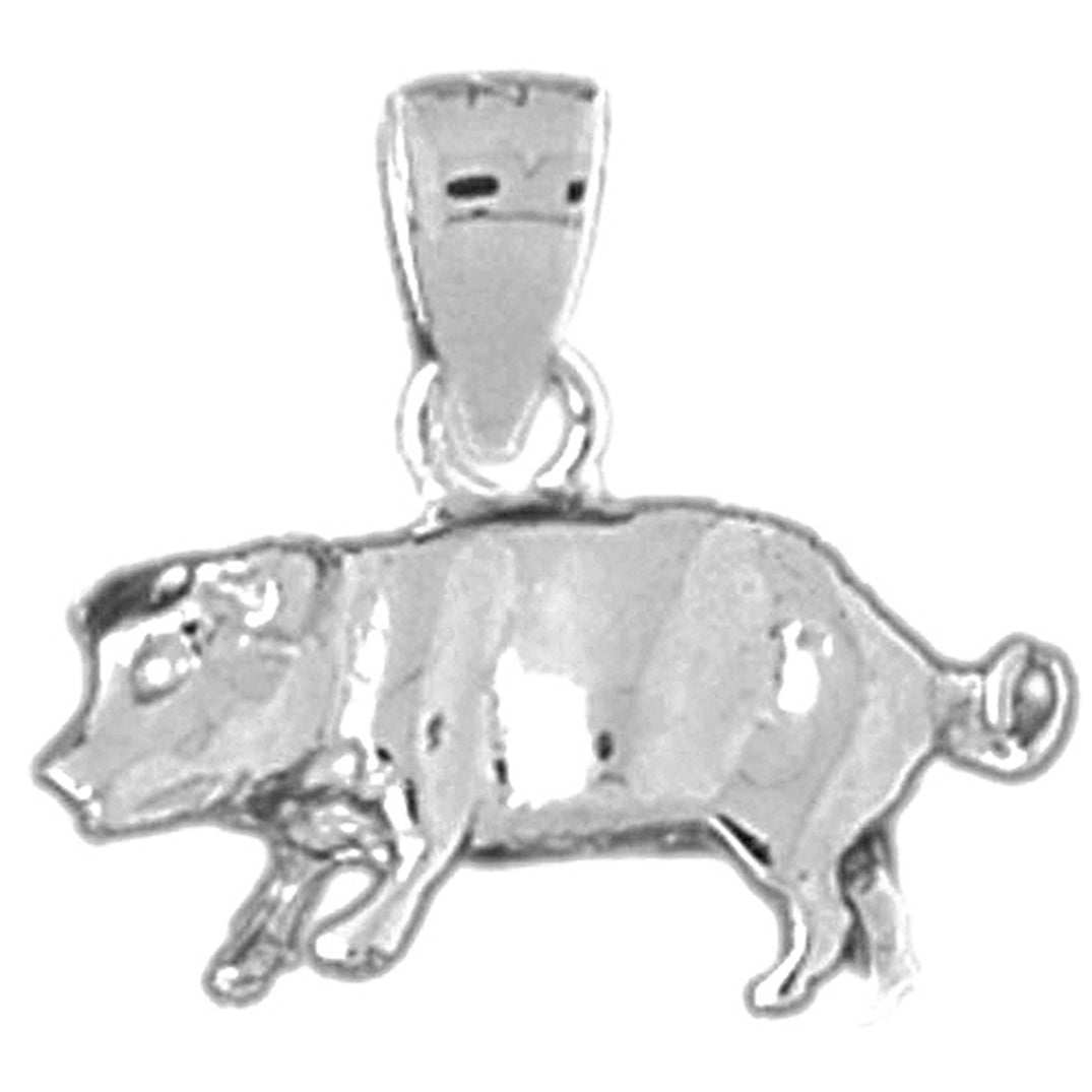 Sterling Silver 3D Pig Pendant