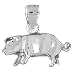 Sterling Silver 3D Pig Pendant