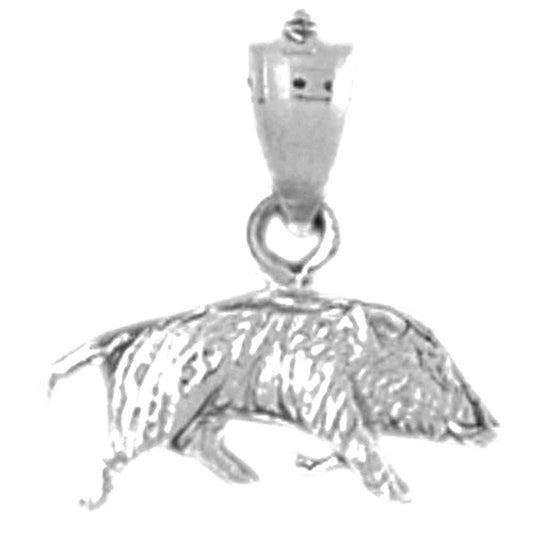 Sterling Silver 3D Boar Pendant