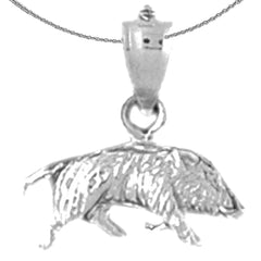 Sterling Silver 3D Boar Pendant (Rhodium or Yellow Gold-plated)