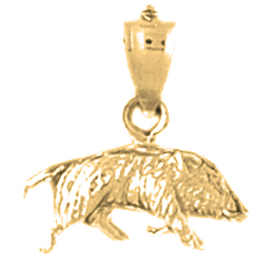 Yellow Gold-plated Silver 3D Boar Pendant
