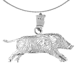 Sterling Silver Boar Pendant (Rhodium or Yellow Gold-plated)