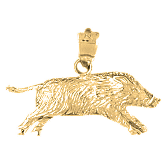 Yellow Gold-plated Silver Boar Pendant