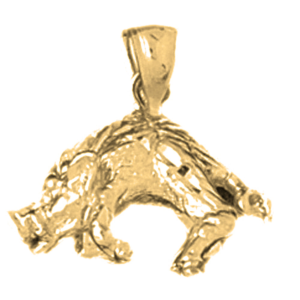 Yellow Gold-plated Silver 3D Boar Pendant