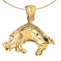 Sterling Silver 3D Boar Pendant (Rhodium or Yellow Gold-plated)