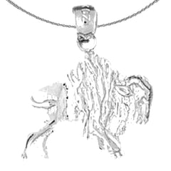 Sterling Silver Bison Pendant (Rhodium or Yellow Gold-plated)