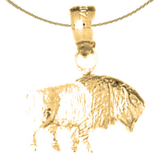 Sterling Silver Bison Pendant (Rhodium or Yellow Gold-plated)