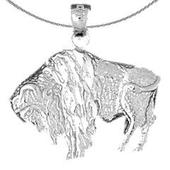 Colgante de bisonte de plata de ley (bañado en rodio o oro amarillo)