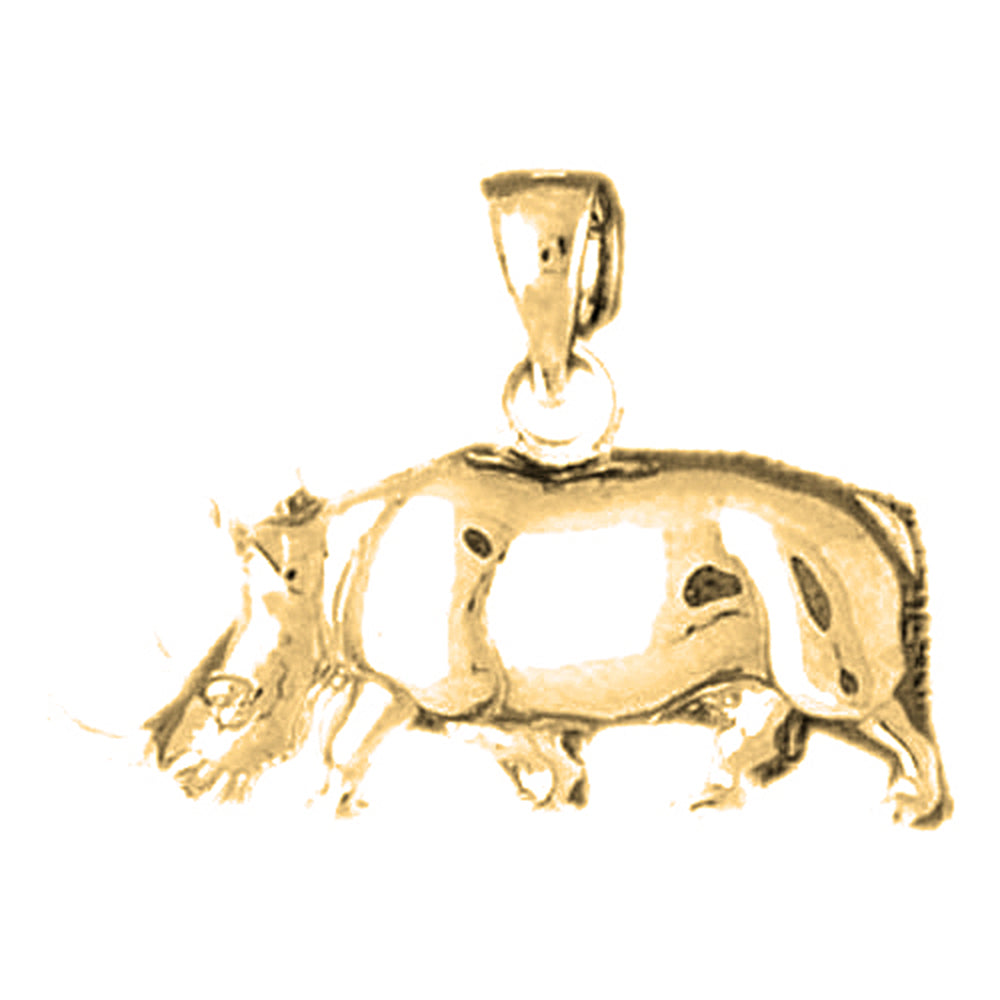 10K, 14K or 18K Gold Rhinoceros Pendant