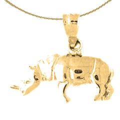Nashorn-Anhänger aus Sterlingsilber (rhodiniert oder gelbvergoldet)