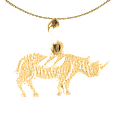 Sterling Silver Rhinosaurus Pendant (Rhodium or Yellow Gold-plated)