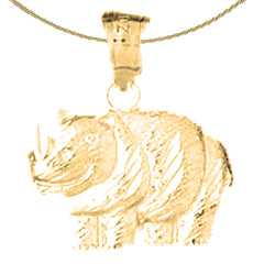Colgante de rinosaurio de plata de ley (bañado en rodio o oro amarillo)