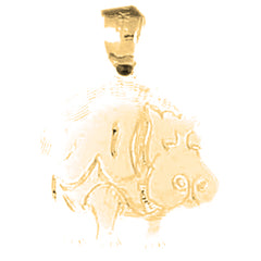 Yellow Gold-plated Silver Hippopotamus Pendant
