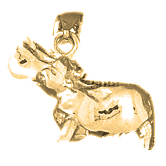 10K, 14K or 18K Gold 3D Hippopotamus Pendant