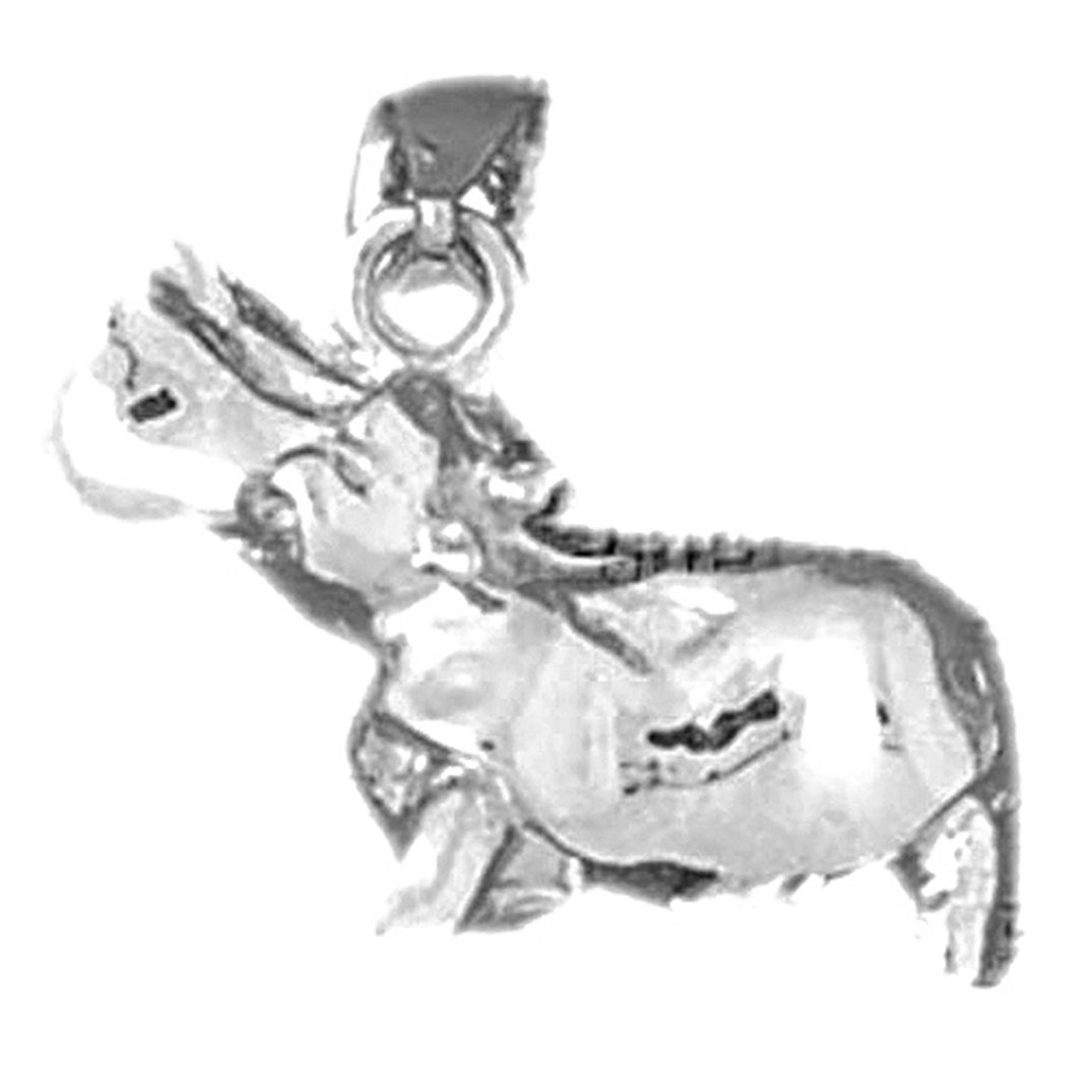 Sterling Silver 3D Hippopotamus Pendant