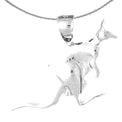 Sterling Silver Kangaroo Pendant (Rhodium or Yellow Gold-plated)