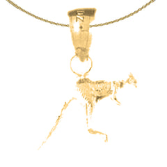 Sterling Silver 3D Kangaroo Pendant (Rhodium or Yellow Gold-plated)