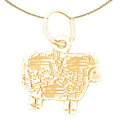 Schaf-Anhänger aus Sterlingsilber (rhodiniert oder gelbvergoldet)
