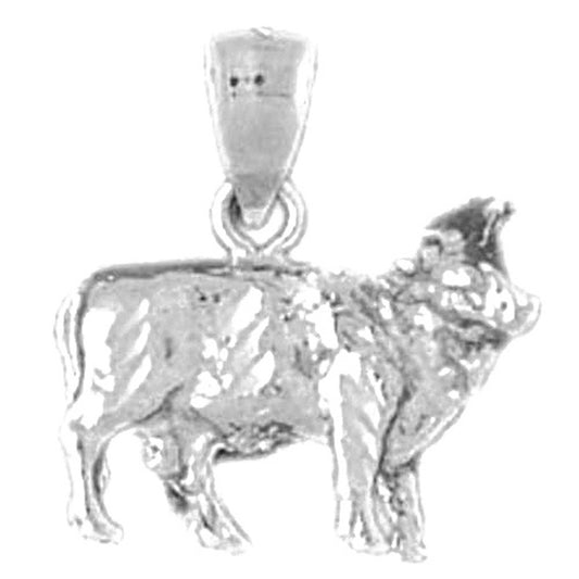 Sterling Silver 3D Cow Pendant