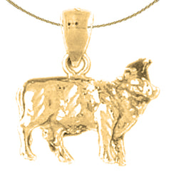 10K, 14K or 18K Gold 3D Cow Pendant